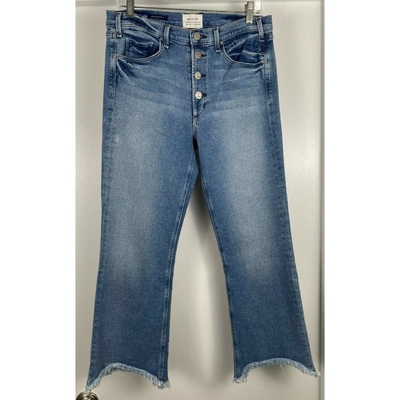 McGuire Gainsbourg High Rise Boot-Cut Crop Jeans Fray Hem Size 31 - Picture 3 of 12